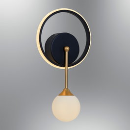 Opviq Lámpara de pared moderna con tapa de cristal, Negro